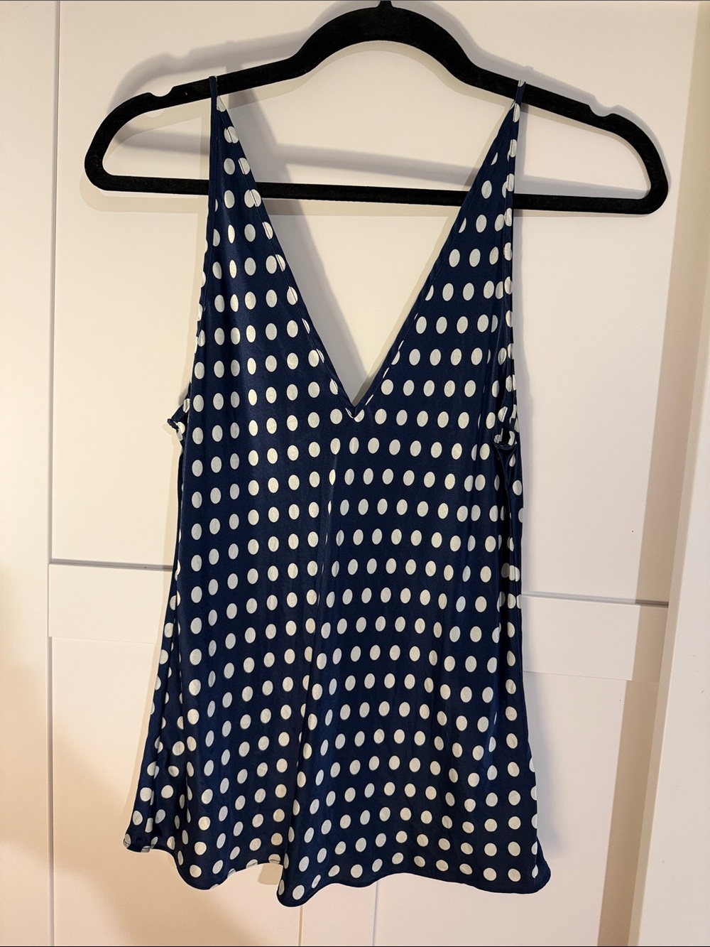 J. Crew Navy and White Polka Dot Cami